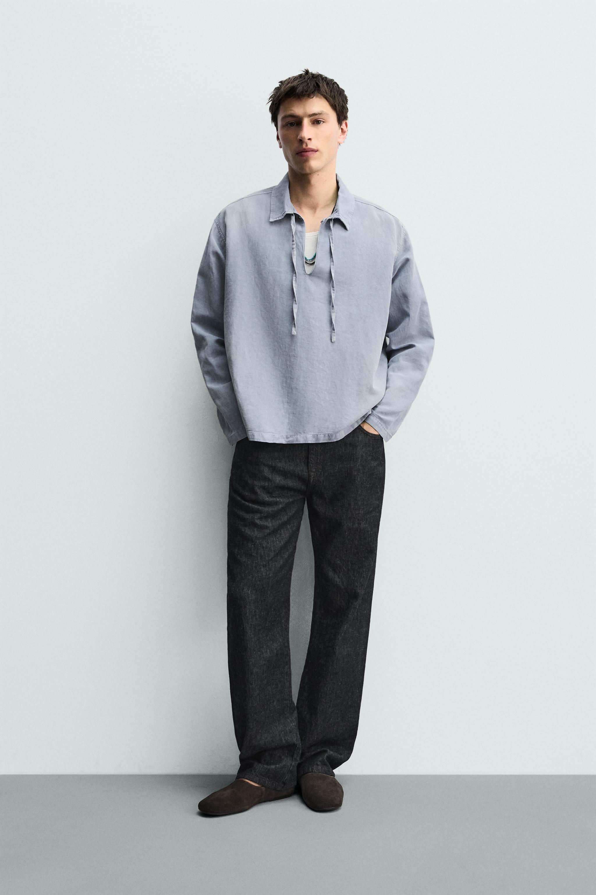 COTTON LINEN BLEND POLO SHIRT